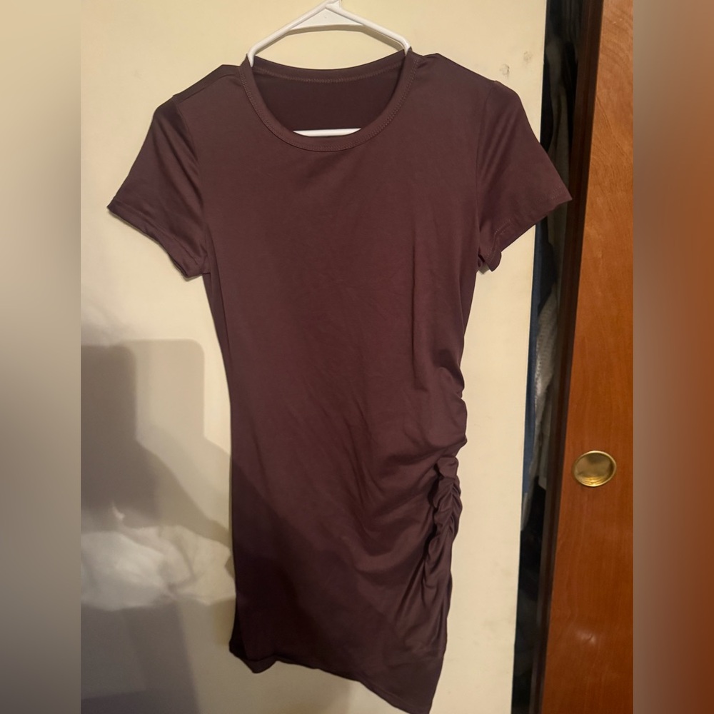 SHEIN Brown Mini Dress with Ruched Detail